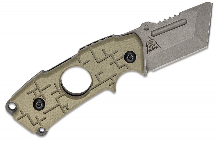 TOPS Knives 208 Clipper Cigar Cutter Friction, Tumbled Tanto Blade, OD Green G10 Handles with Cigar Hole 2CP-01