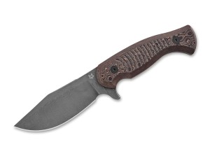 Feststehendes Messer Fox Knives East Wood Tiger Fat Carbon Uni Copper Damascus