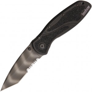 Kershaw Blur Tiger Striped A/O folding knife combo edge 1670TTSST