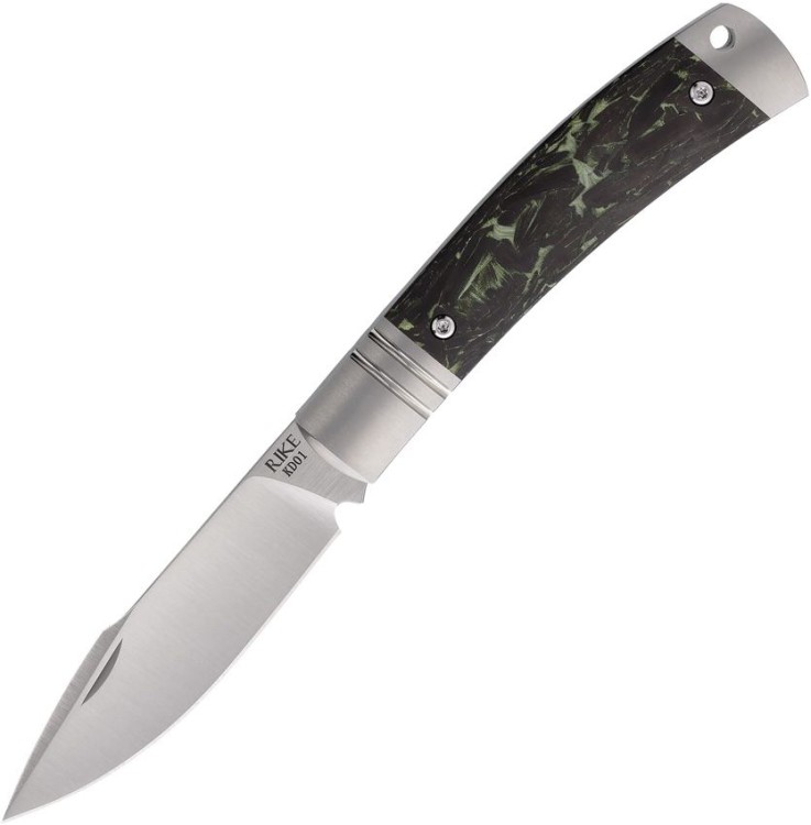 Cuchillo Cuchillo plegable | Navajas Rike Knife | Slip Joint | Black Green CF | Bohler M390