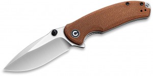 CIVIVI Pintail Flipper Knife S35VN Satin Blade, Brown Micarta Handles C2020A
