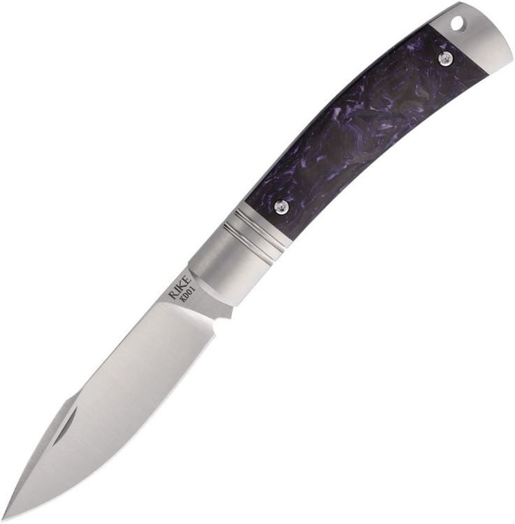 Cuchillo Cuchillo plegable | Navajas Rike Knife | Slip Joint | Black Purple CF | Bohler M390