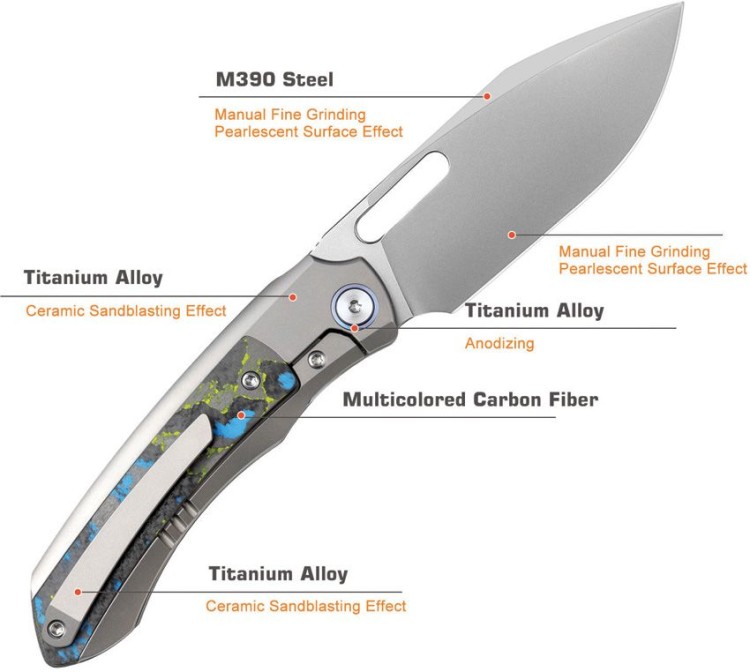 Cuchillo Cuchillo plegable | Navajas REMETTE Orca | M390 | Titanium 