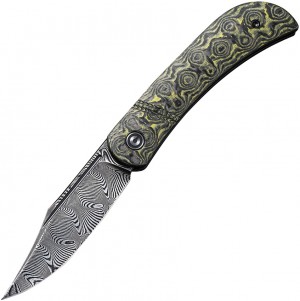 CIVIVI Appalachian Drifter Slipjoint Flipper Knife Damascus Yellow G10/Rose Carbon Fiber C2015DS-3