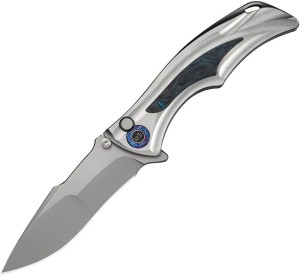 WE Knife Tighe Down | M390 | Titanium Blue & Black CF