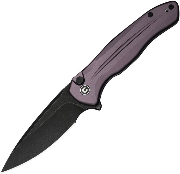 CIVIVI Button Lock Kitefin 14C28N | Purple Aluminum Black Stonewash