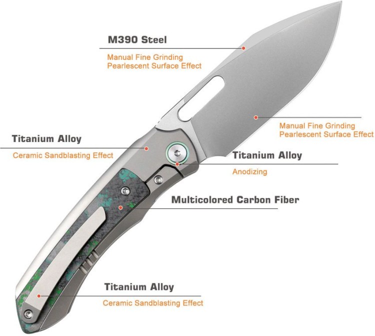 Cuchillo Cuchillo plegable | Navajas REMETTE Orca | M390 | Titanium CF