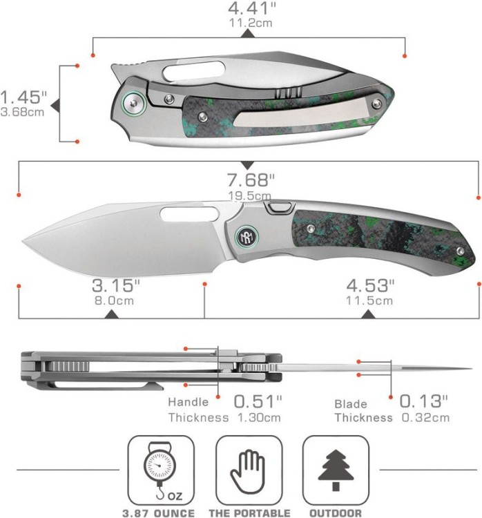 Cuchillo Cuchillo plegable | Navajas REMETTE Orca | M390 | Titanium CF