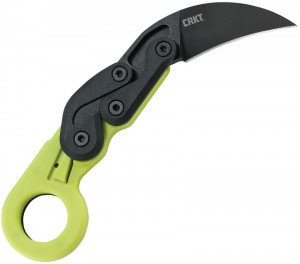Складной нож CRKT Kinematic Provoke Zap Karambit Black Stonewashed Plain Blade, Green Grivory Handles 4041G 