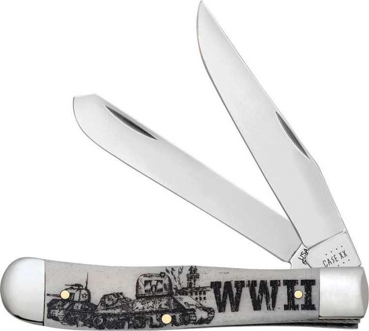 Cuchillo Cuchillo plegable Case Cutlery WWII Trapper Natural Bone