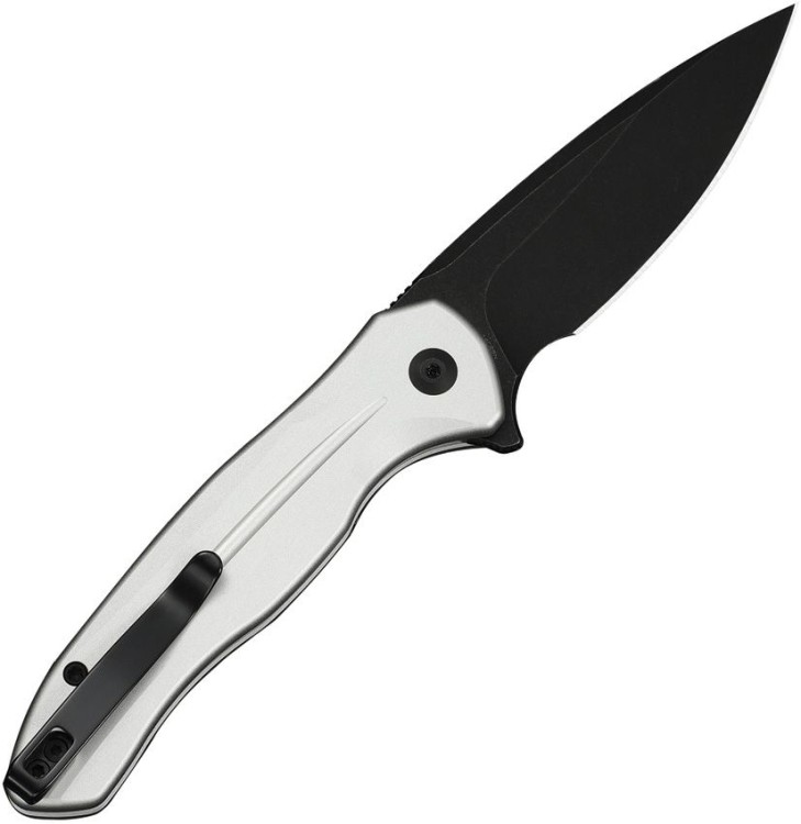 CIVIVI Button Lock Kitefin 14C28N | Silver Aluminum Black Stonewash