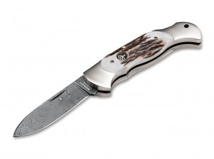 Böker Scout Spearpoint Stag Damascus folding knife 112201DAM 