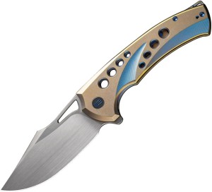 Cuchillo plegable | Navajas WE Knife Swiftfin CPM-20CV | Titanium | Golden Blue