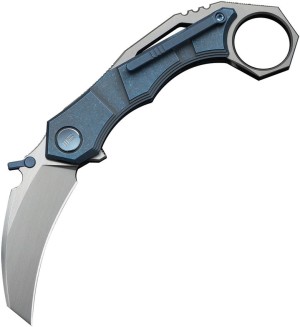Taschenmesser WE Knife Tayra M390 | Titanium Blue & Grey Ti Satin