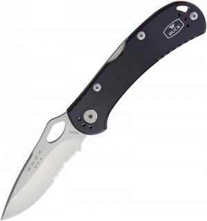 Buck Spitfire Lockback folding knife combo edge black 722BKX1