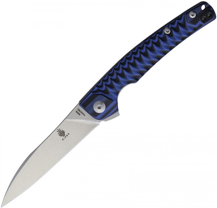 Kizer Cutlery Splinter Linerlock, Black/Blue folding knife