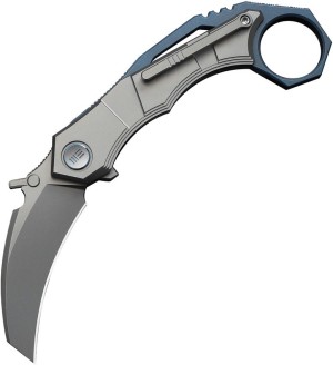 Taschenmesser WE Knife Tayra M390 | Grey & Blue Titanium Stonewashed