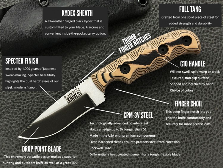 Dawson Knives Deep Notch Spectar White