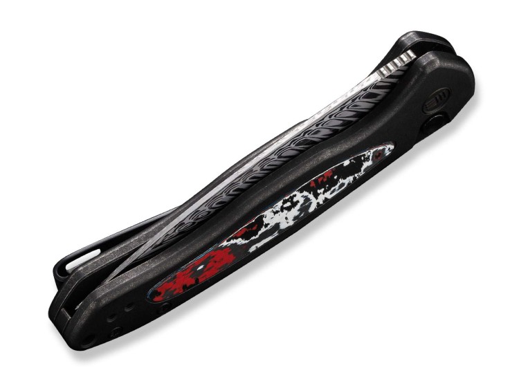 Cuchillo Cuchillo plegable | Navajas WE Knife Button Lock Kitefin Limited | Titanium CF Nebula | Damascus