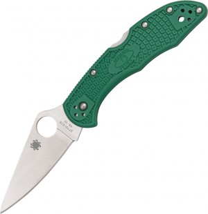 Spyderco Delica 4 folding knife FRN Flat Ground green C11FPGR