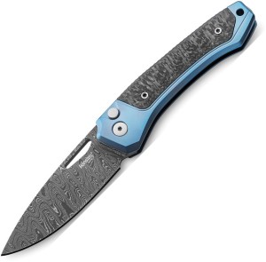 Cuchillo plegable | Navajas  LionSteel TWAIN | Damascus | Titanium Blue CF