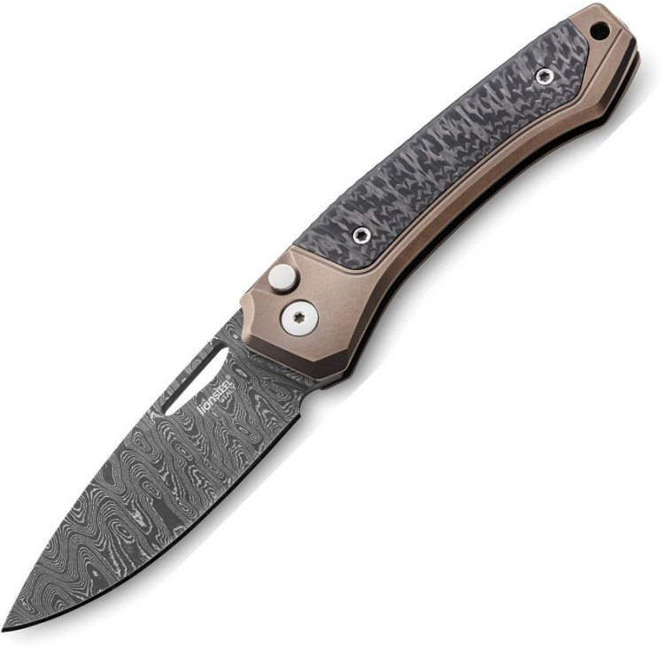 Cuchillo Cuchillo plegable | Navajas LionSteel TWAIN | Damascus | Titanium Bronze CF