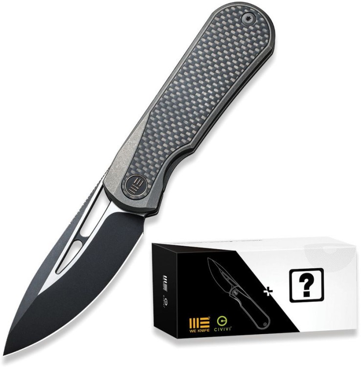 WE Knife Baloo 20CV Grey Ti Twill CF Mystery Box