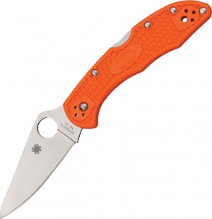 Spyderco Delica 4 folding knife FRN Flat Ground orange C11FPOR