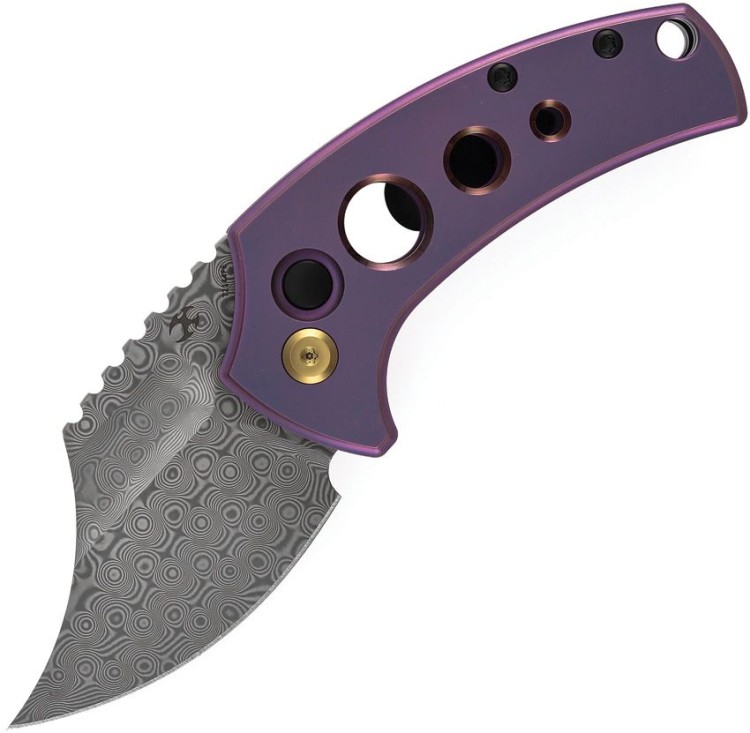 Taschenmesser Kansept Knives Wasp Purple Titanium | Damascus