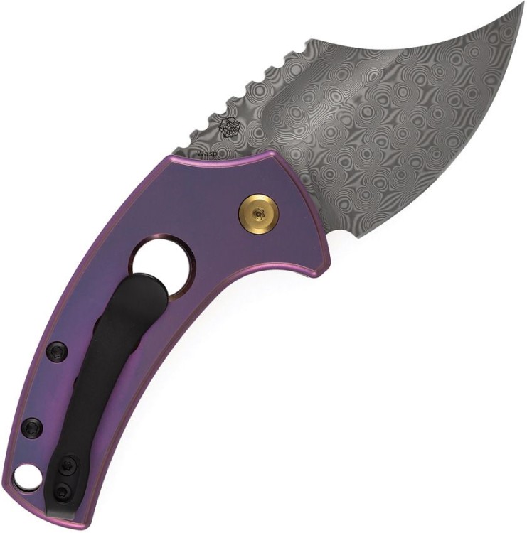 Taschenmesser Kansept Knives Wasp Purple Titanium | Damascus