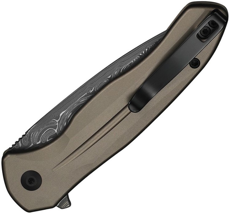 CIVIVI Button Lock Kitefin Damascus | Brownish Grey Aluminum