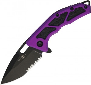 Heretic Knives Medusa folding purple, combo edge