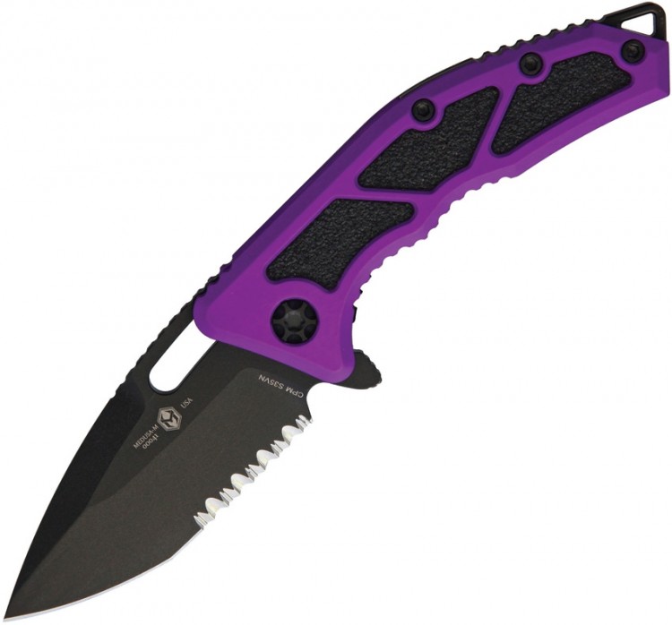Складной нож Heretic Knives Medusa пурпурный серрейтор