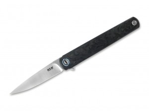 MKM Knives Flame Drop Point marble carbon fiber folding knife MKFL01-FCT