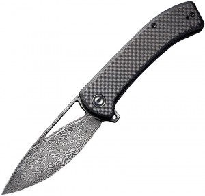 CIVIVI Knives Riffle Damascus, Black G10 with Carbon Fiber C2024DS-1