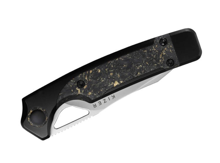 Складной нож Kizer Ara S45VN | Black Titanium CF Gold Flake