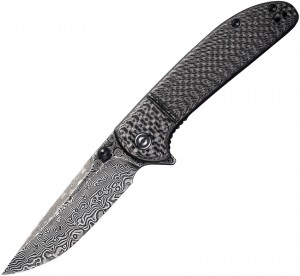 CIVIVI Knives Badlands Vagabond Damascus Black Hand Rubbed Blade, Carbon Fiber C2019DS-1