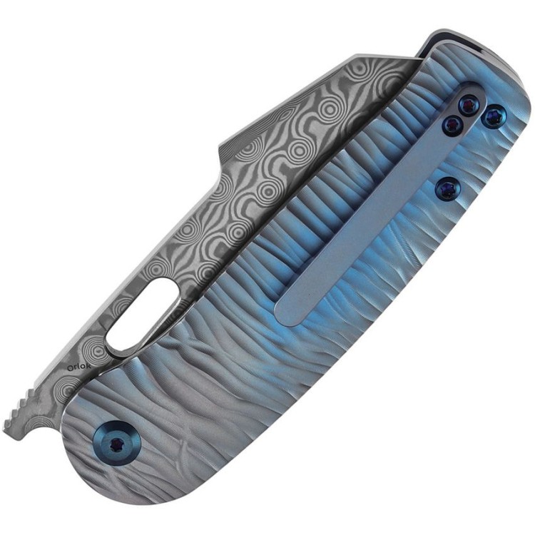 Taschenmesser Kansept Knives Orlok Nested | Blue Titanium | Damascus