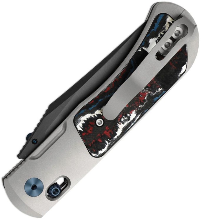 Складной нож Kizer Tycho S45VN | Titanium Blue & Red Fat Carbon DLC
