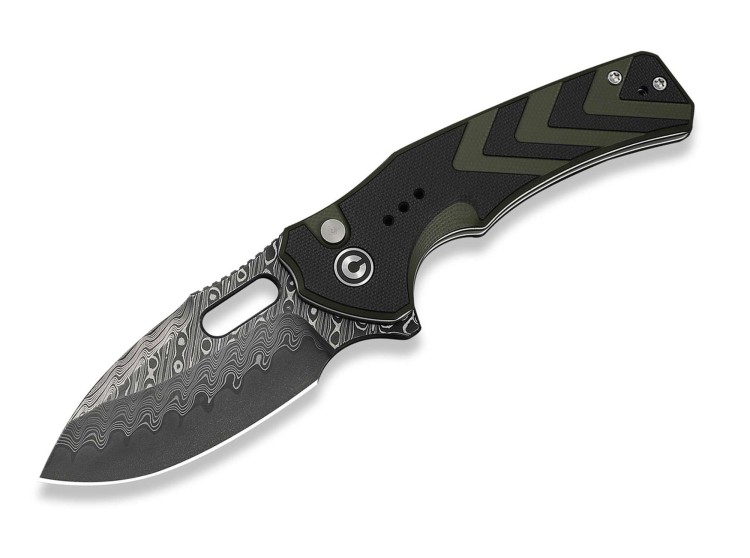 CIVIVI Vexron Damascus | Milled Black & Green G10