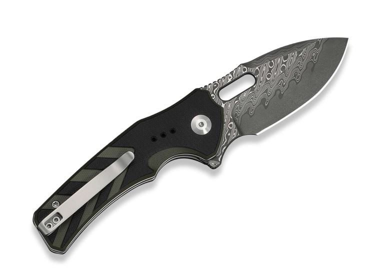 CIVIVI Vexron Damascus | Milled Black & Green G10