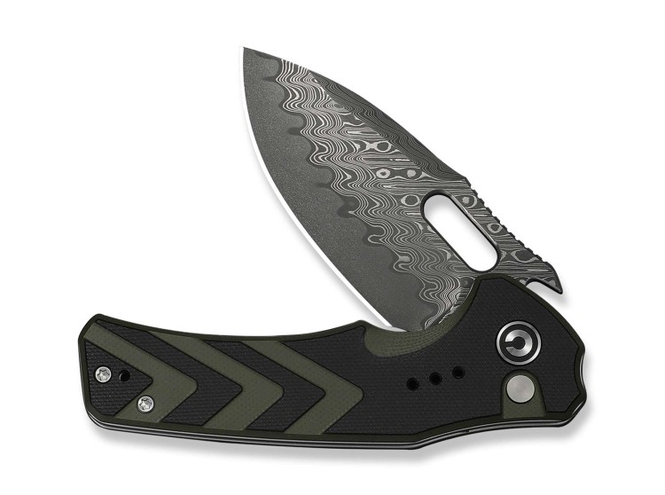 CIVIVI Vexron Damascus | Milled Black & Green G10