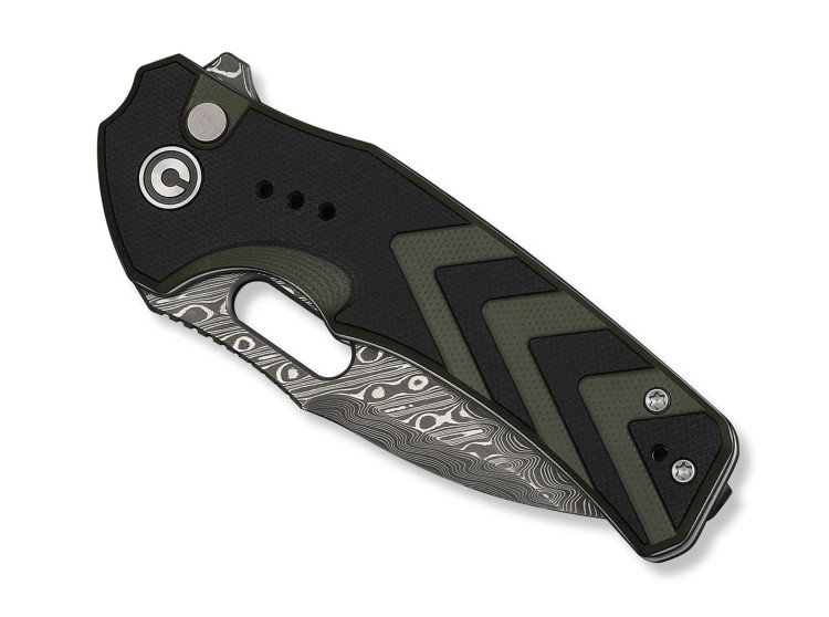 CIVIVI Vexron Damascus | Milled Black & Green G10