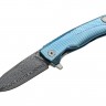 Lionsteel ROK Damascus folding knife, blue ROKDDBL
