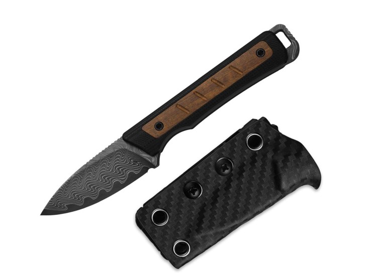 Cuchillo Cuchillo | Navajas Kizer Whiskey Jack Damascus Black G10 & Mkuruti