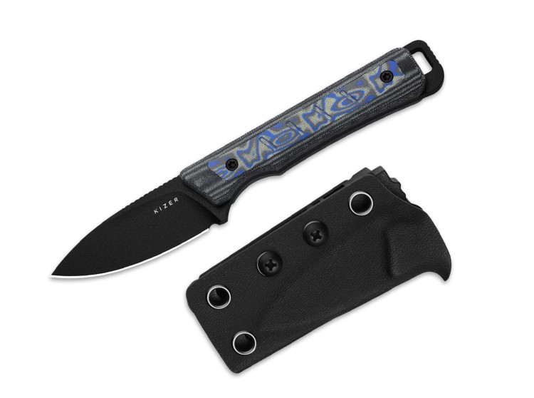 Cuchillo Cuchillo | Navajas Kizer Whiskey Jack 10V Black Norplex UltreX Micarta & Multicolored Vortex Micarta