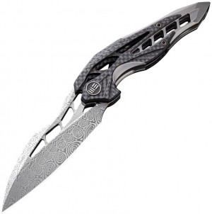 We Knife Arrakis Heimskringla Damasteel folding knife carbon fiber 906CF-DS1