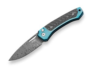 Складной нож  LionSteel TWAIN Damascus Ti Blue CF