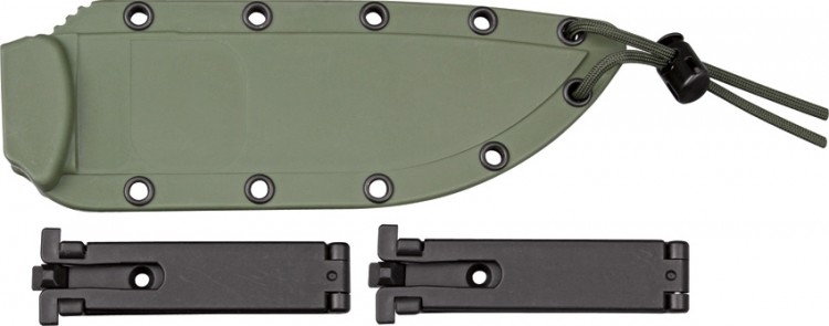 ESEE Model 6, black/black, OD green plastic sheath ESEE Model 6, black/black, OD green plastic sheath