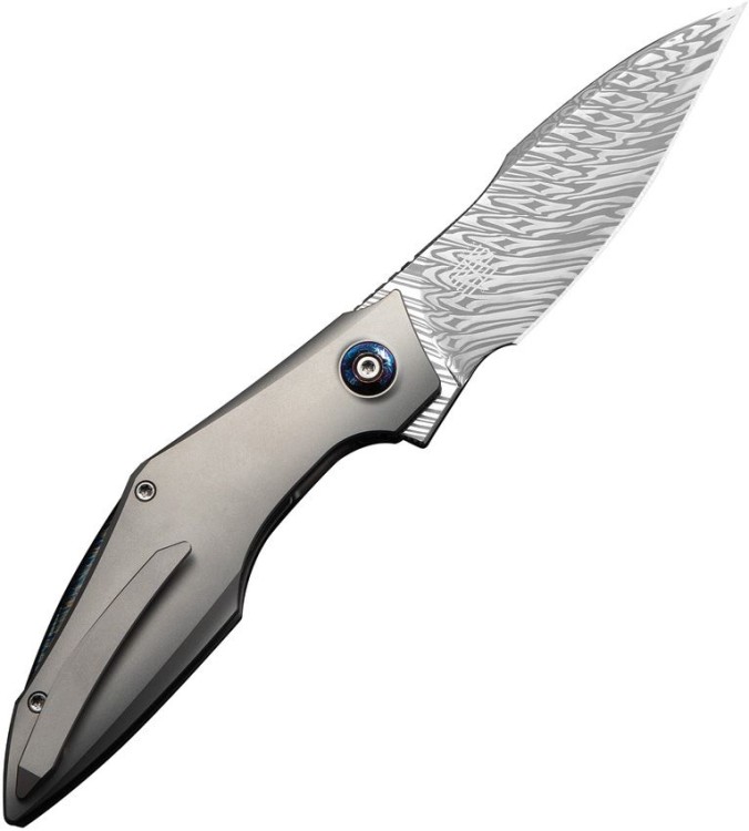 Складной нож WE Knife Krait Snake | Damascus | Grey Titanium Складной нож WE Knife Krait Snake | Damascus | Grey Titanium